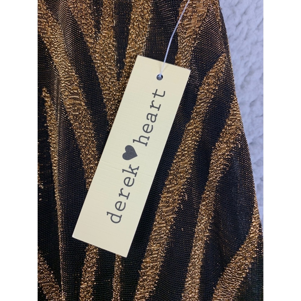 Derek Heart‎ Women's 3X Black Gold Zebra Print Sleeveless A-Line Dress NWT - Picture 5 of 9